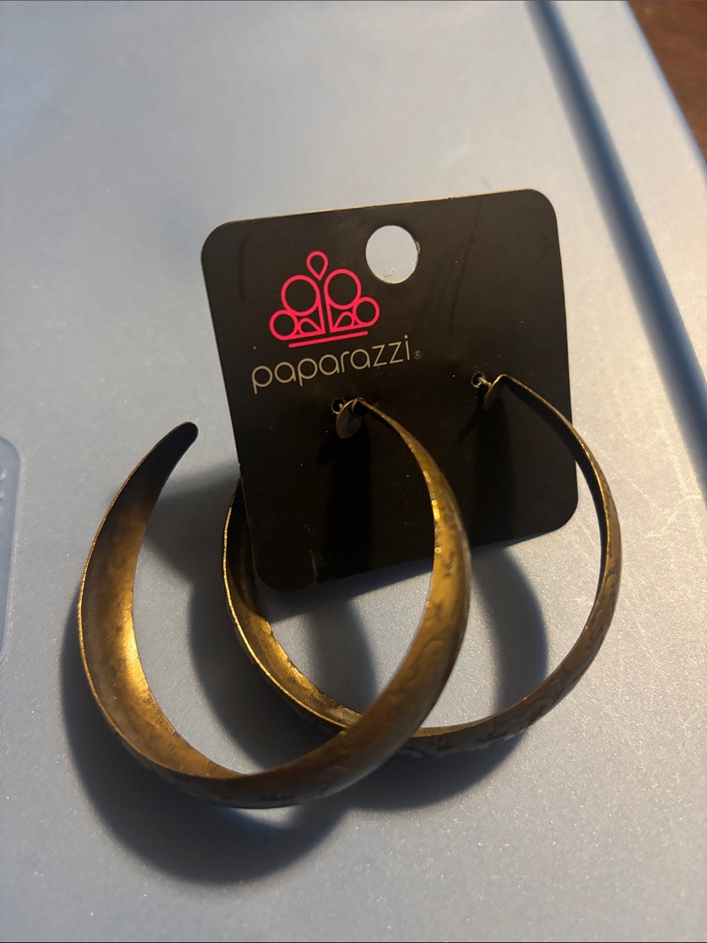 Paparazzi Hammered Gold Crescent Hoop Earrings
